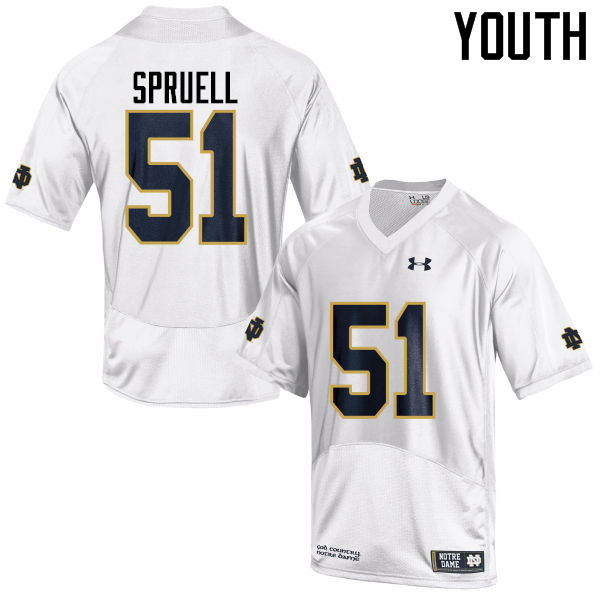 Youth #51 Devyn Spruell Notre Dame Fighting Irish College Football Jerseys-White